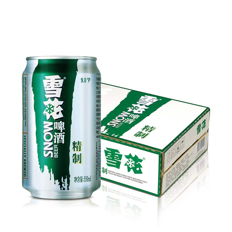 【天猫超市】雪花啤酒 精制9度330ml*24听 纸箱装大包装特惠