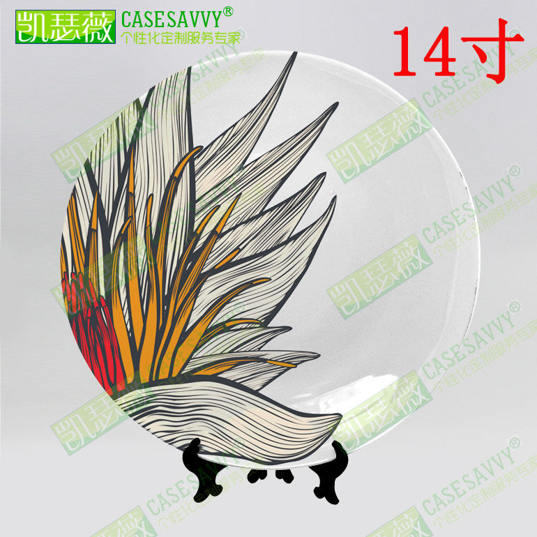 14-inch hand-painted style prints porcelain plate hanging plate decorative plate wall sitting plate swing plate ceramic plate creative art plate