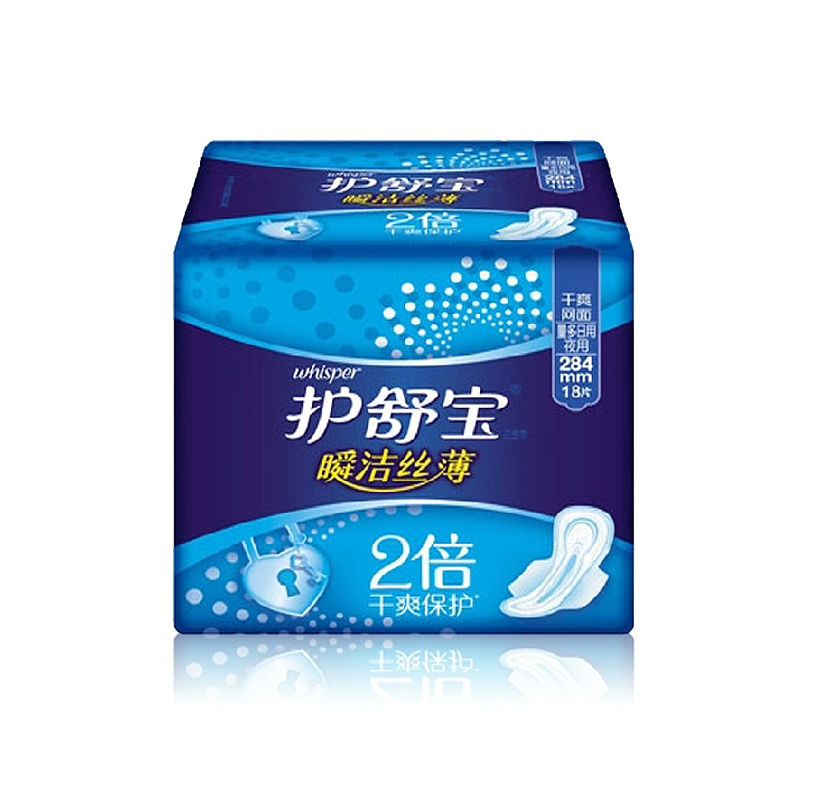 Whisper护舒宝卫生巾瞬洁丝薄夜用284mm 5+1片