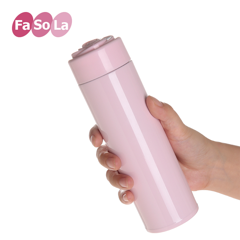 FaSoLa女士保温杯女可爱直身杯创意便携学生保温水杯粉红色