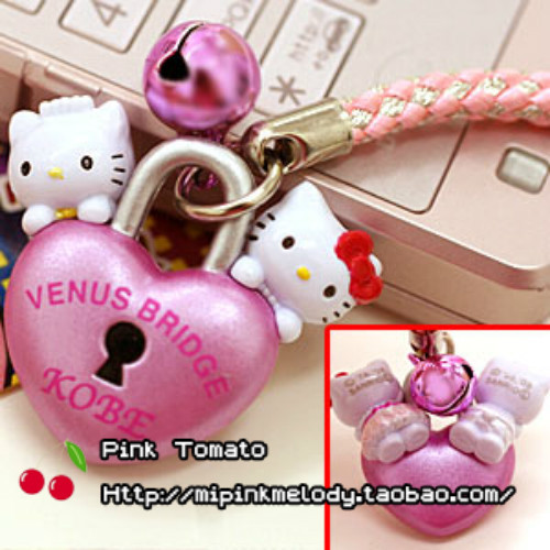 ㊣ Landwide Limited Hello Kitty Mobile Phone Chain Pendant 08 Years Yokohama Shenyu Heart Lock Bridge Shape ㊣ Landwide Limited Hello Kitty Mobile Phone Chain Pendant 08 Years Yokohama Shenyu Heart Lock Bridge Shape