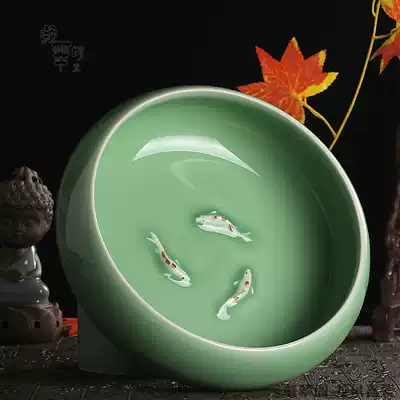 Longquan Celadon handmade tea washing large opening pen washing Kung fu cup washing and washing tea ceremony accessories Flower pot ashtray