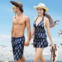 Phiên bản Hàn Quốc của cặp đôi đi biển bikini bikini bảo thủ ngực nhỏ tụ tập quần đi biển nam và nữ spa áo tắm liền kề bụng - Vài đồ bơi đồ đôi mặc đi biển	