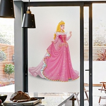 Cartoon frosted glue-free electrostatic tape adhesive semi-transparent glass sticker kindergarten childrens room window paper Princess