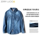 Jerry Le Café Trẻ Em Mặc Trẻ Em của Denim Áo Sơ Mi Nam Dài Tay Áo Trai Denim Áo Sơ Mi Cotton Cô Gái Jeans Áo sơ mi