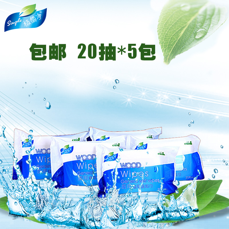 极简净湿厕纸家庭装私处清洁干净舒爽20*5包装湿卫生纸抽纸正品