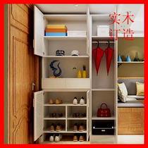Guangzhou Shenzhen Hong Kong door-to-door custom-made wooden cabinet package installation foyer cabinet solid wood furniture shoe cabinet mirror wooden cabinet