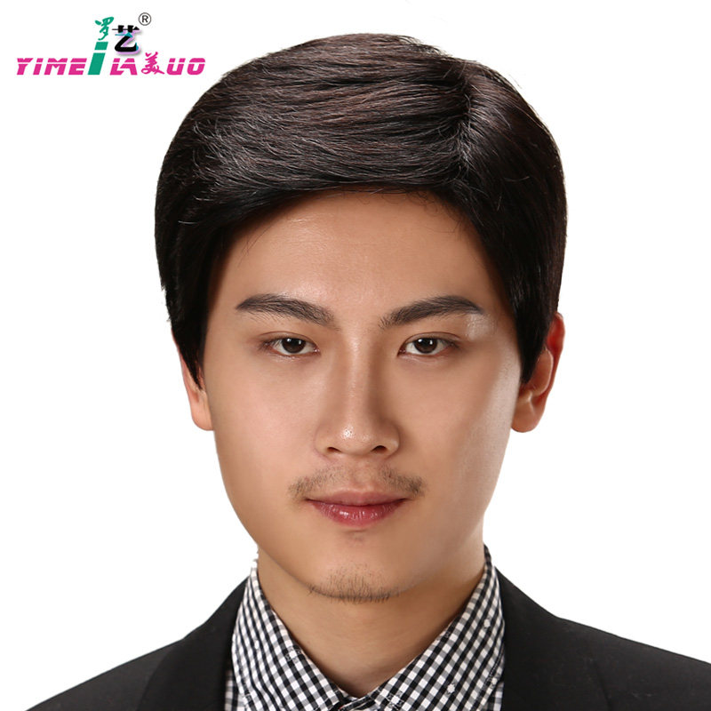 假发男 真发 中老年真人发  男士短发帅气逼真中年假发套男发头套