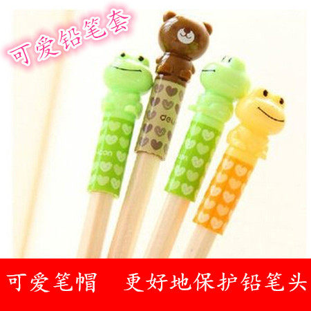 Japanese and Korean version of stationery, cute, small and fresh, frog bear, powerful pencil case, pencil cap, pen cap, 1 price
