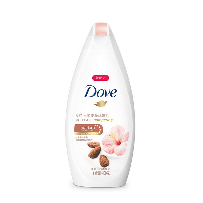 多芬丰盈宠肤沐浴露400ml 甜杏仁和木槿花沐浴乳亲肤滋养因子