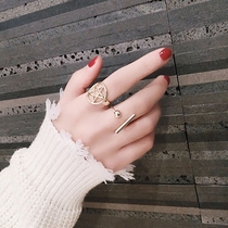 Simple five-pointed star ring set Star personality open index finger ring Korean version exaggerated temperament trendy hand jewelry