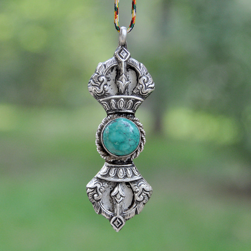 Nepali pure handmade pure silver special green pine stone diamond pestle pendant green pine stone diamond pestle item pendant large