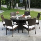 Wicker ghế một bàn sáu ghế tròn bàn mây bàn ghế kết hợp đồ gỗ ngoài trời ban công bàn ghế sân khách sạn chống chuột bàn ghế - Bàn ghế ngoài trời / sân bàn cà phê ngoài trời Bàn ghế ngoài trời / sân