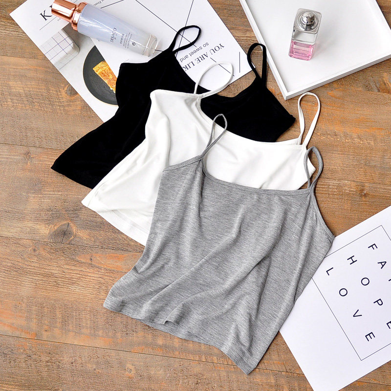 Modale Korean version of Tidal Women's Twin Shoulders Short small harness Vest Dew navel blouses undershirt for a close-fitting smear summer
