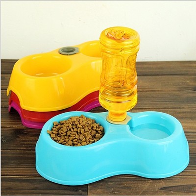 Pet double bowl food bowl cat bowl dog bowl with non-slip double mouth dog bowl drinking water feeder dual-use pet supplies special offer
