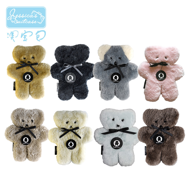 FLATOUTBEAR澳洲扁扁熊毛绒玩具 纯羊绒皮手工泰迪熊