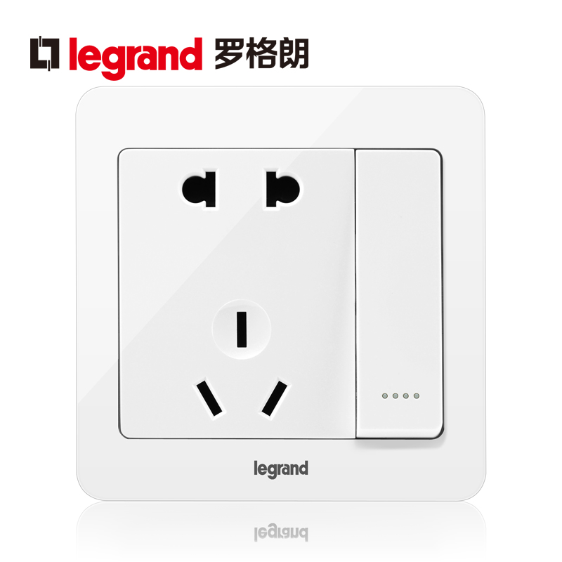TCL Legrand switch socket panel Yidian Magnolia white open five holes with switch single control two three plug type 86
