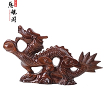Peach Wood Dragon ornaments large Zodiac dragon wood carving solid wood Green Dragon opening housewarming commercial gifts