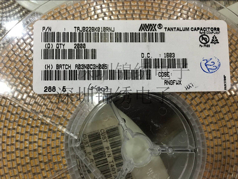 Tantalum capacitor AVX 0805 TAJR226K010R 10V 22UF R P type 226A