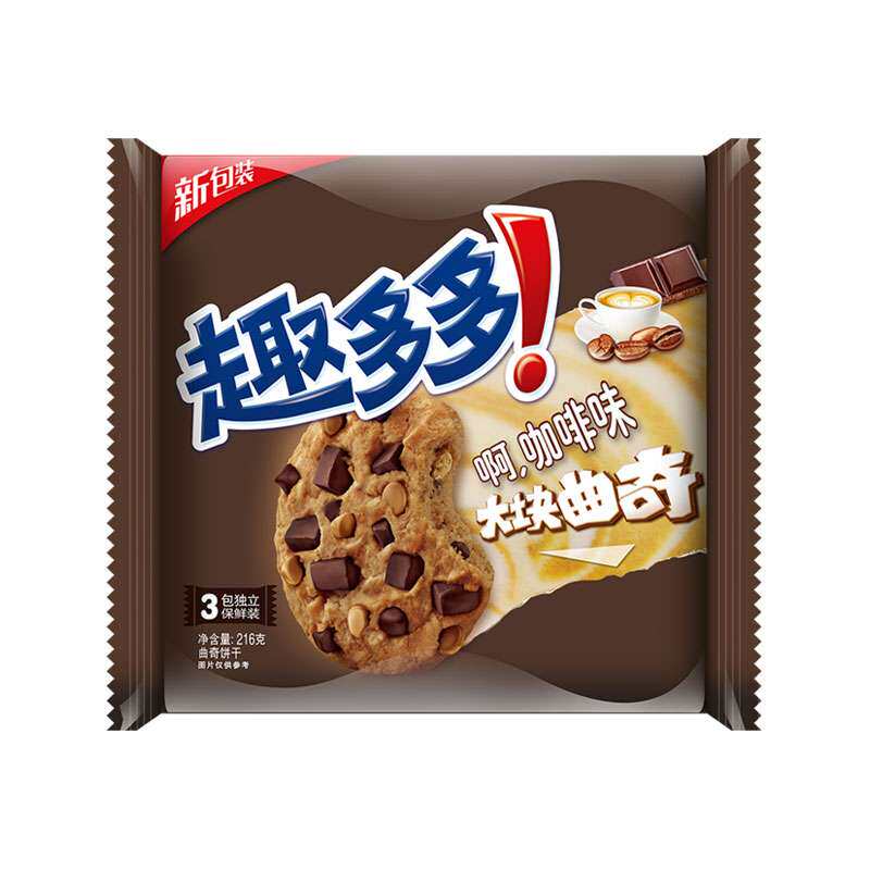 【苏宁易购】趣多多大块巧克力味曲奇饼干（浓醇咖啡味）216g/袋