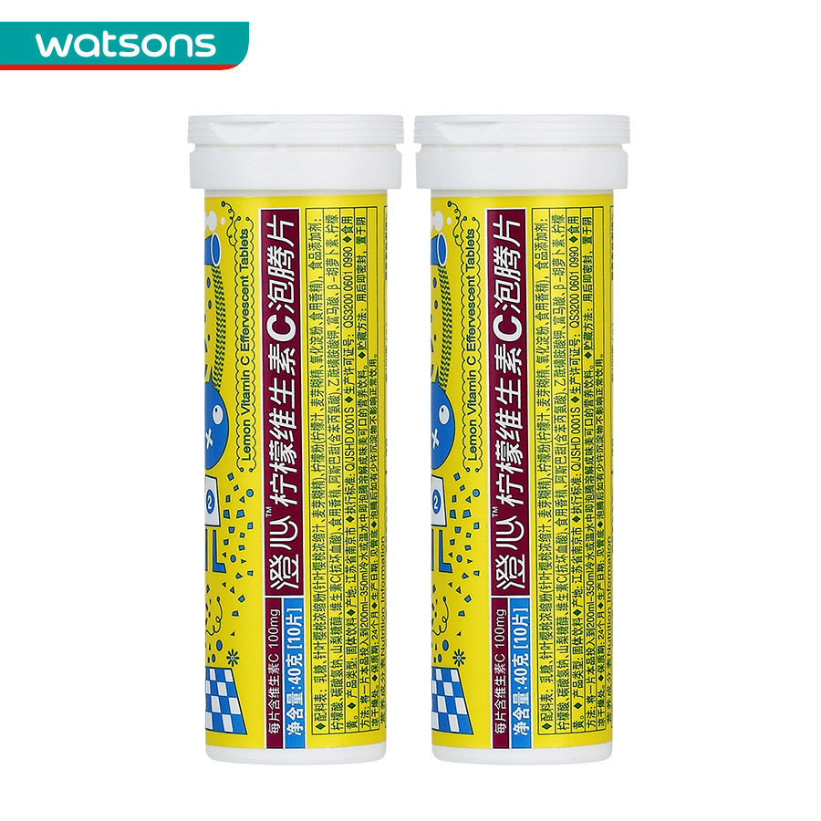 【屈臣氏】组合价 澄心VC泡腾片(柠檬味)4克*10片*2件