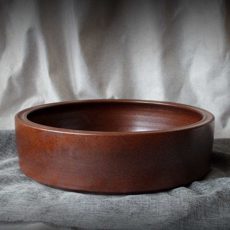 Jingdezhen creative rough pottery fish tank large turtle tank bowl lotus water lily lotus pot new Chinese desktop porch decoration