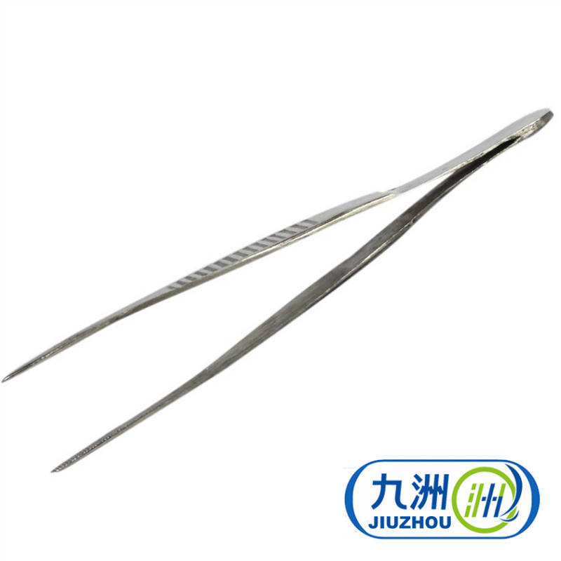 蓉丰 敷料镊(无钩) 12.5CM 不锈钢镊子 圆头带齿 长镊子
