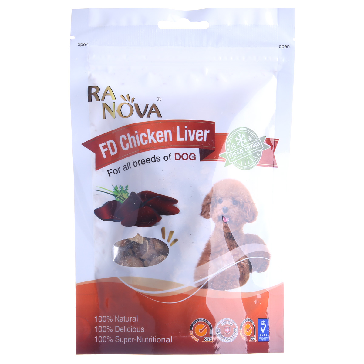 宠物狗零食 朗诺冻干犬零食鸡肝50g纠正偏食狗零食 美毛肉干零食