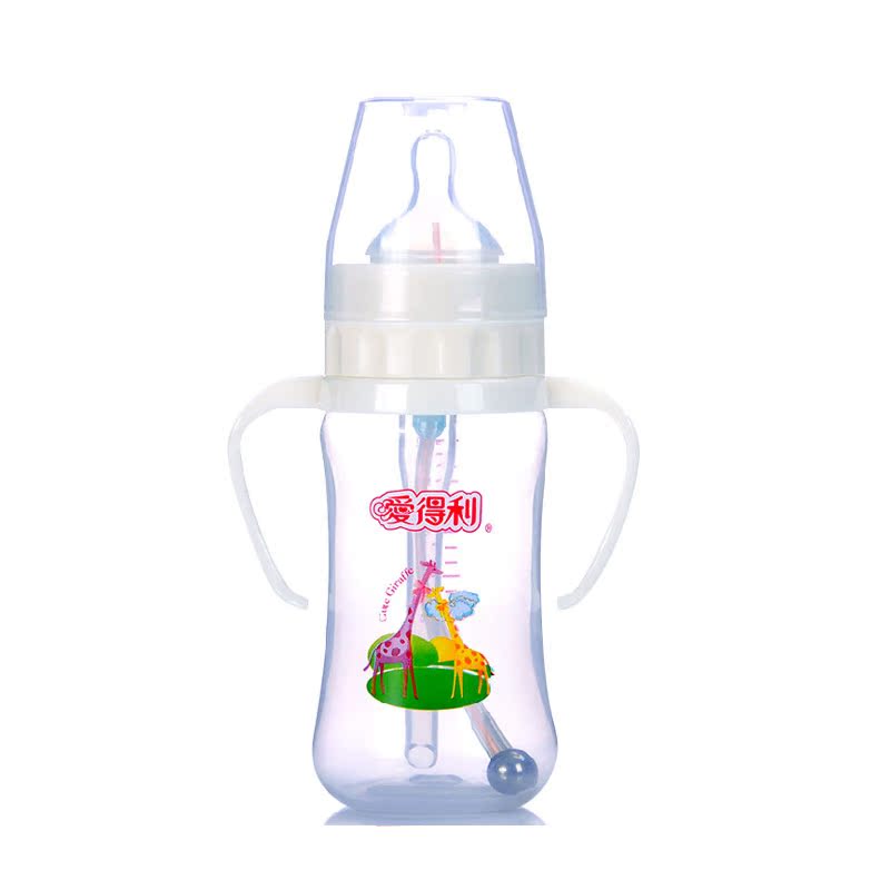 爱得利婴幼儿童PP奶瓶带柄自动吸管奶瓶防呛宽口径 PP A91-240ml