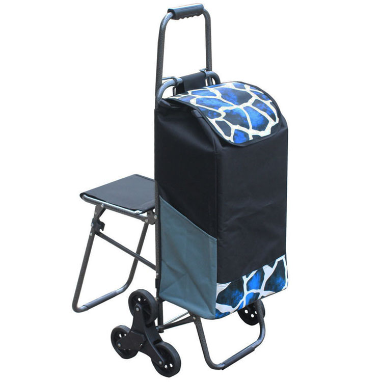 Jie Shi shopping cart Portable climbing foldable grocery cart Trolley cart Luggage cart Bag cart can sit with a chair