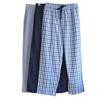 [Giải phóng mặt bằng đặc biệt] nam dệt bông cotton cộng với phân XL quần quần sống quần nhà pyjama bộ thu đông nam 