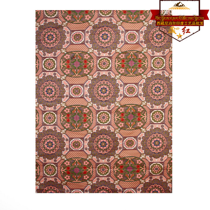 Saffron Nepal imported ivory base exquisite caisson mandala map TV Buddhist hall background fabric silk satin