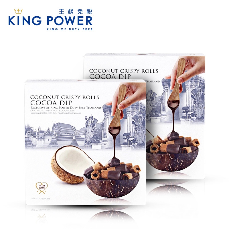 HEARTMADE蘸巧克力椰子蛋卷120g*2盒 泰国进口特色饼干正品零食