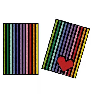 Hu Lili Cross stitch ● DMC kit transport bus financial card set rainbow love card set CH070204