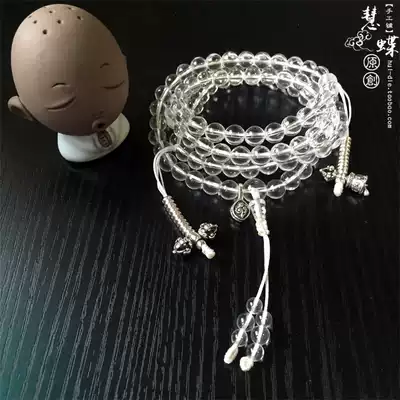 Huidie original pure natural 5A grade white crystal 108 Buddhist Rosary beads Tibetan Silver counter Vajrasattva