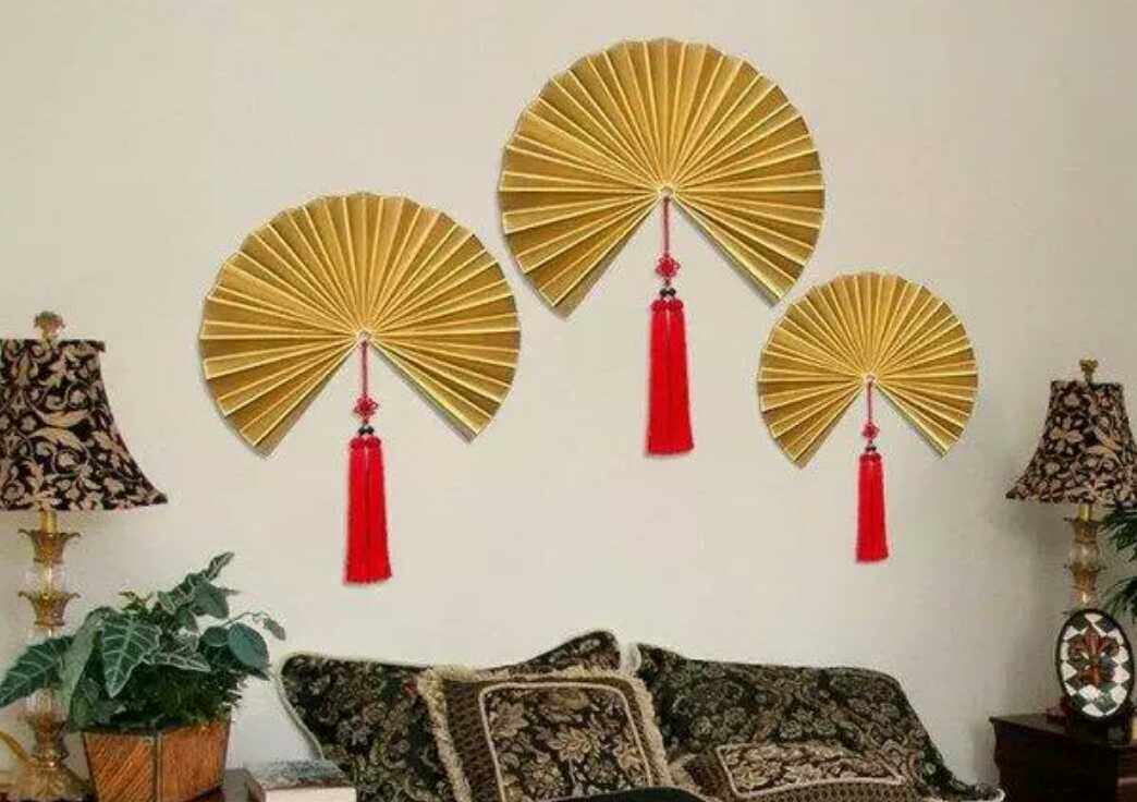 Wrought iron home decoration Fan-shaped pendant wall pendant Creative handicrafts Living room bedroom wall decoration