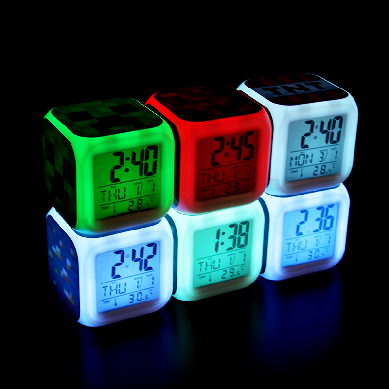 My world seven color clock JJ Strange Diamond Mine Bitter fear LED light seat clock alarm clock Cartoon Perimeter Clock