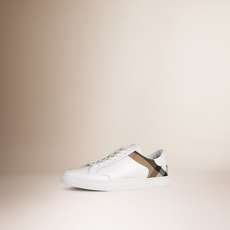 BURBERRY/博柏利皮革拼 House 格纹运动鞋 40046691