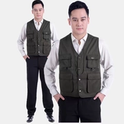 Mùa xuân và mùa thu mô hình trung niên nam vest nam ngoài trời giám đốc chụp ảnh nhiều túi áo vest béo câu cá