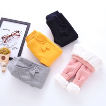 Girls double-layer plus velvet padded sweatpants a winter baby warm pants childrens female treasure bottoming trousers