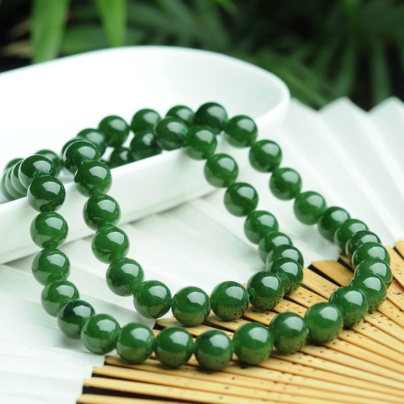Xinjiang and Tian Biu Jade Necklace Women's Money Round Pearl Hang Chain Natural Jade Jade Ware Jewelry