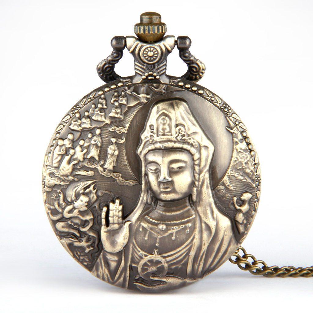 Large number of ancient bronze color retro-relief Guanyin lovers fine chain Waimeter 8081