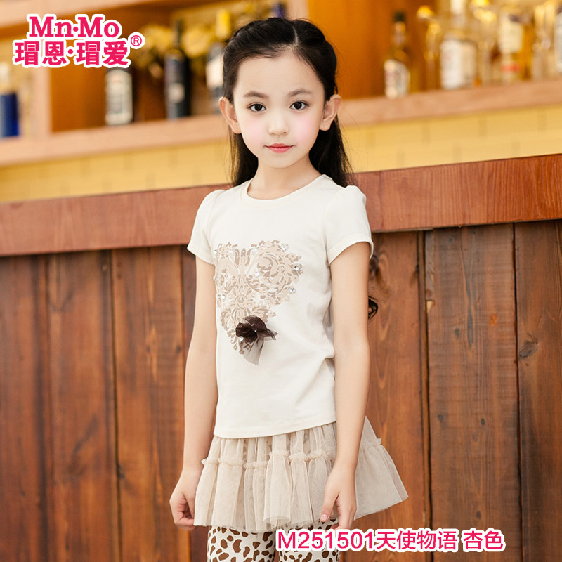 瑁恩瑁爱2016新款夏装女中童圆领短袖T恤儿童小汗衫可爱上衣t恤潮