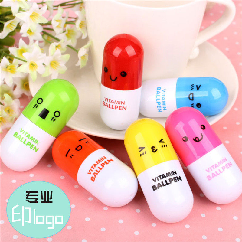 Special Price Retractable Capsule Pen Pill Styling Ballpoint Pen can be printed logo Customized Advertising Pen Cartoon Atomic Pen