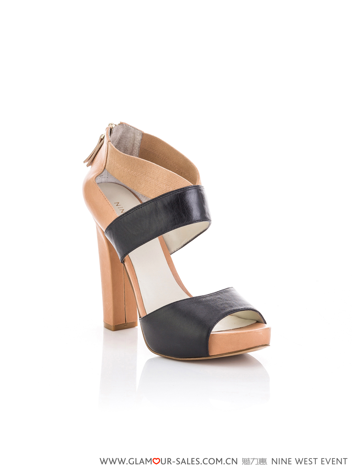 Nine West/玖熙 时尚拼色高跟女士凉鞋