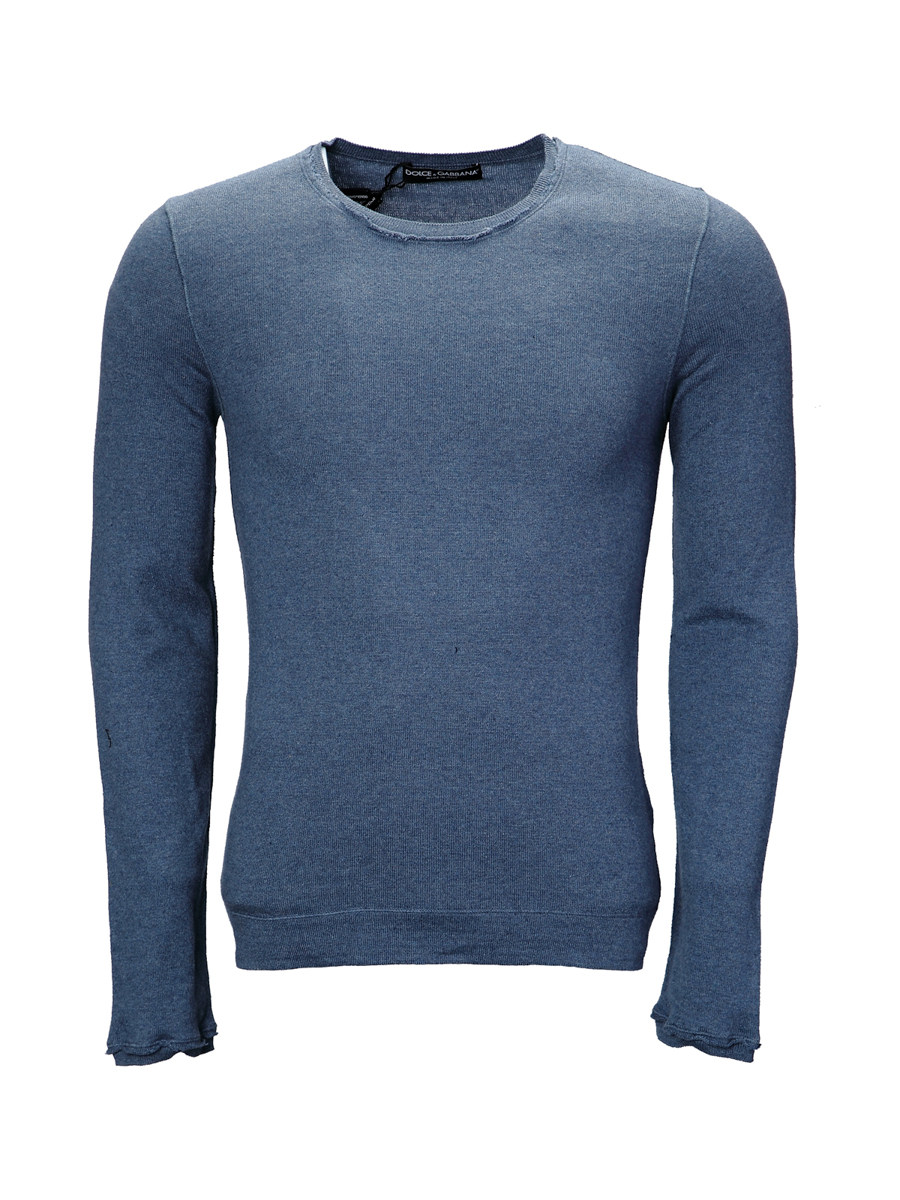 Dolce&Gabbana 蓝灰色圆领简洁长袖针织衫