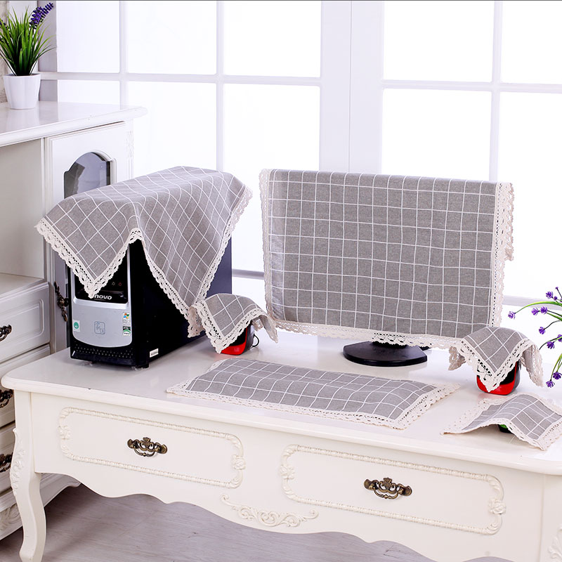 Simple now big gray grid Computer dust cover dust cover Desktop computer dust cover cover LCD All display cover cloth towel