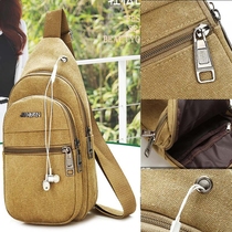 Mens chest bag canvas chest bag shoulder shoulder satchel bag denim cell bag travel shoulder bag shoulder shoulder bag