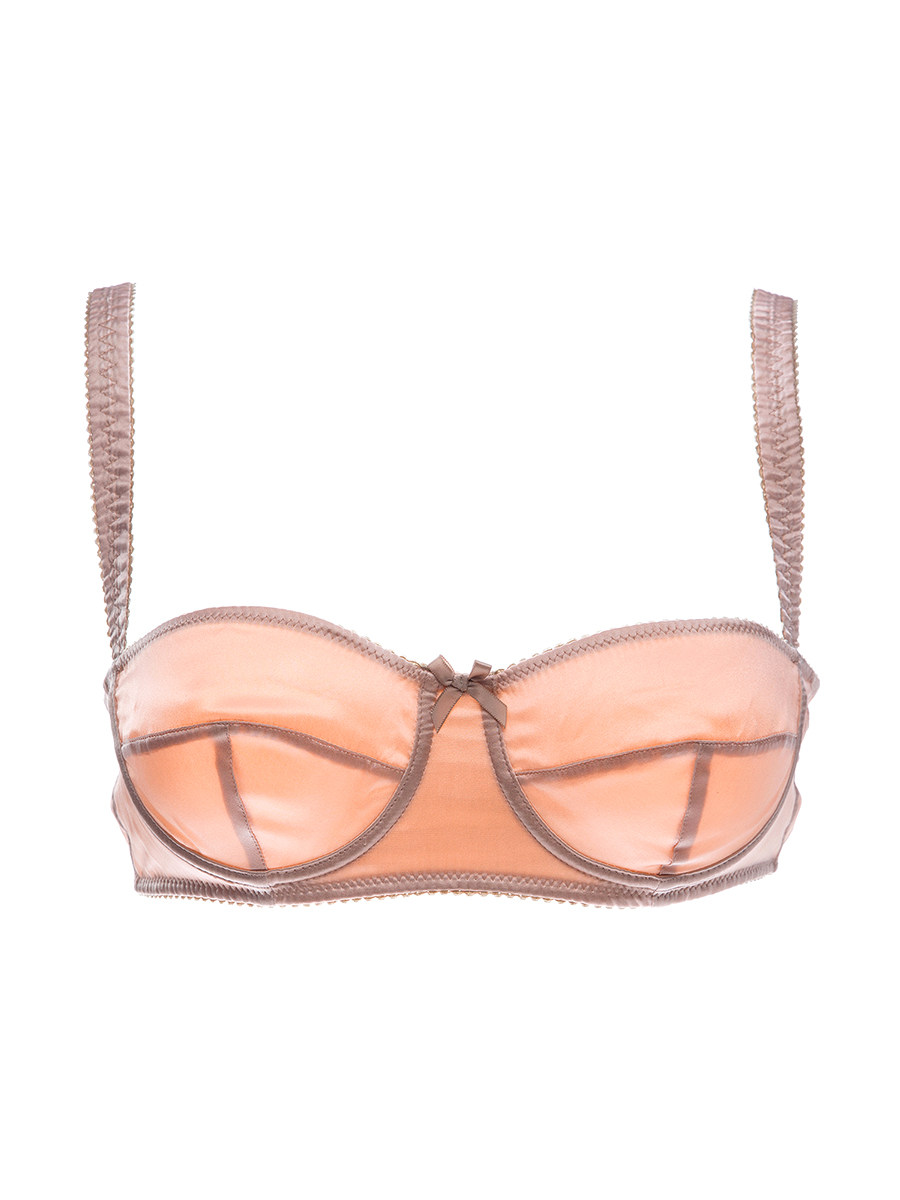 Dolce&Gabbana 肉粉色缎面3/4杯薄款塑形文胸