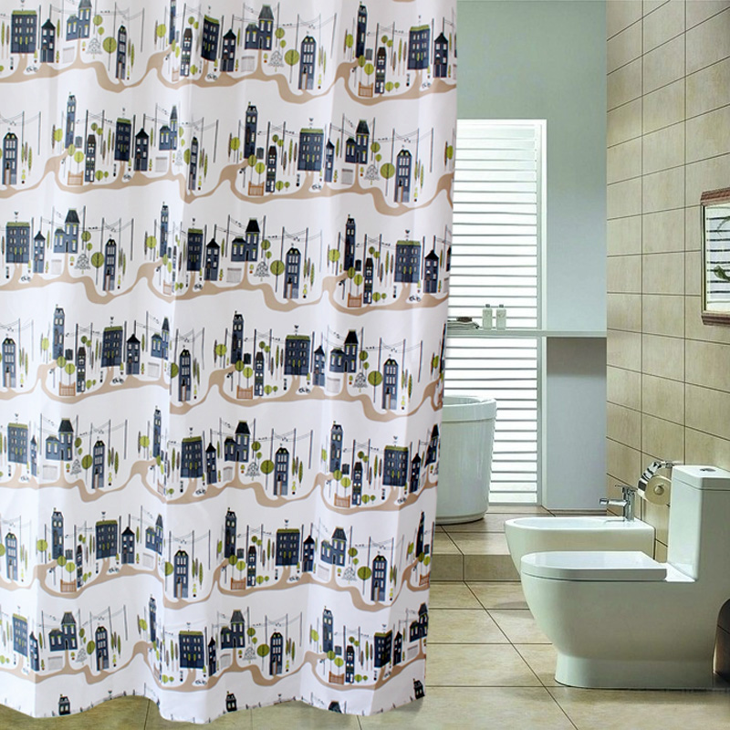 Small Ocean Room Makeup Room Bath Curtain Thickening Waterproof mildew-proof polyester fiber bath curtain cloth Copper Eye Plumb